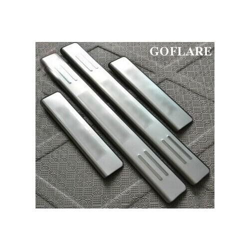 Car Styling for Mitsubishi Outlander 2007-2012 door sill protector cover trim welcome petal scuff plate guard accessories strip