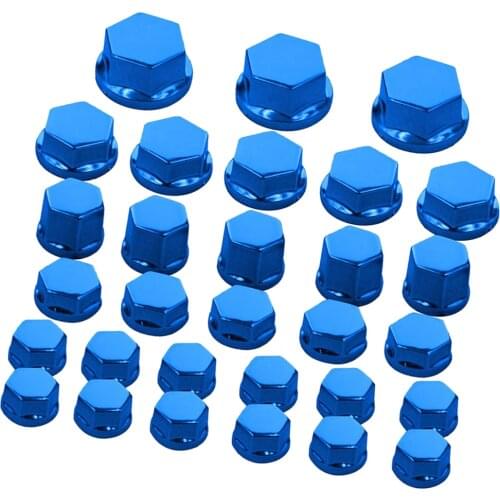 30Pc Motorcycle Nut Screw Cover For Yamaha For Kawasaki Blue