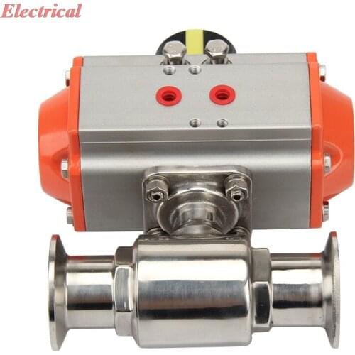 1pc Sanitary Pneumatic Quick Assembly Ball Valve 304 Stainless Steel Clamp Type Through Valve Chuck Quick Ball Valve