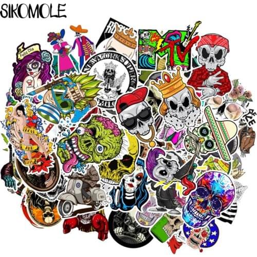 100PCS Horror Funny Skull Graffiti Fashion Style Stickers Skateboard Suitcase Guitar Luggage Laptop Sticker Kid Classic Toy F5