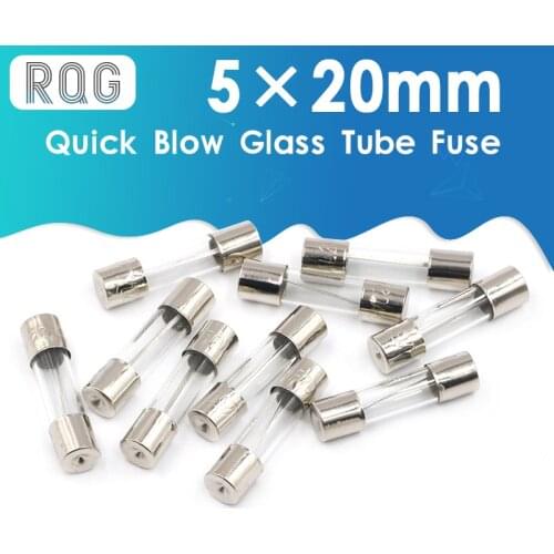 100Pcs Set 5x20mm Quick Blow Glass Tube Fuse Assorted Kits,Fast-blow Glass Fuses