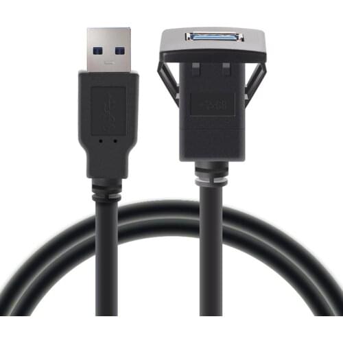 1m/3.3ft Single Port USB3.0 A Male to USB 3.0 A Female Car Flush Mount Cable Car Van Dashboard Flush Mount Dual USB Socket