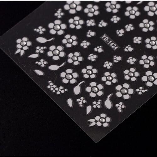 30 Sheets Random Design 3D Nail Sticker Transparent Bottom White Flower Butterfly Series Nail Sticker Decoration