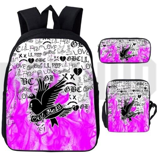 3D Print Hip Hop Lil Peep Backpack Fashion Rapper Backpack Men Women 3 Pcs/Set Anime Laptop Bag School Bags for Teenage Girl