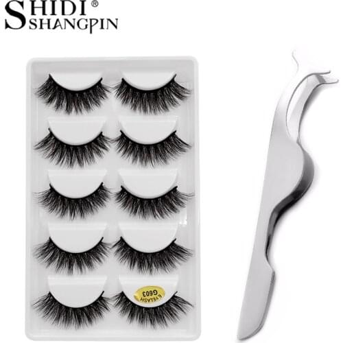 5 Pairs Mink Eyelashes Natural Fake Eyelashes 3d Mink Lashes for Tweezers Soft 3d Mink Faux Cils Makeup Kit False Eyelashes
