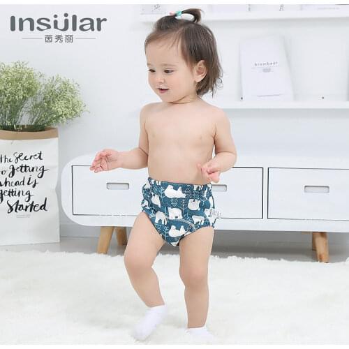 5Pcs/set Insular 6 Layer Washable Eco-friendly Cloth Diaper Ecological Adjustable Nappy Reusable Diaper Fit 0-2year 6-14kg baby