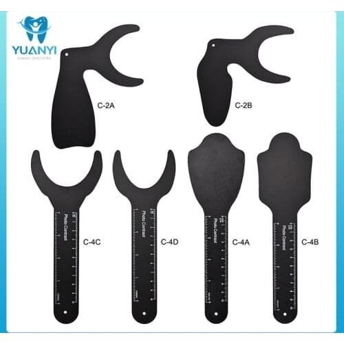 6pcs Dental Orthodontic Black Background Photo Image Contrast Board with Scale Mark Autoclavable Oral Cheek Plate Dentist Tools