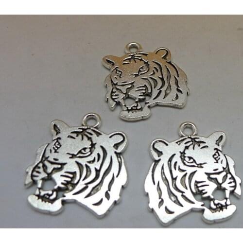A6167 Wholesale 25pcs/bag Tibet Silver Tiger Charms Pendant Jewelry Accessories