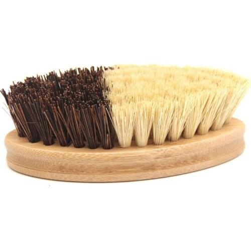 Bamboo Sisal Coarse Brown Brush Oval Vegetable and Fruit Brush Kitchen Pots and Dishes Bowl Cleaning Brush Cleaning Supplies