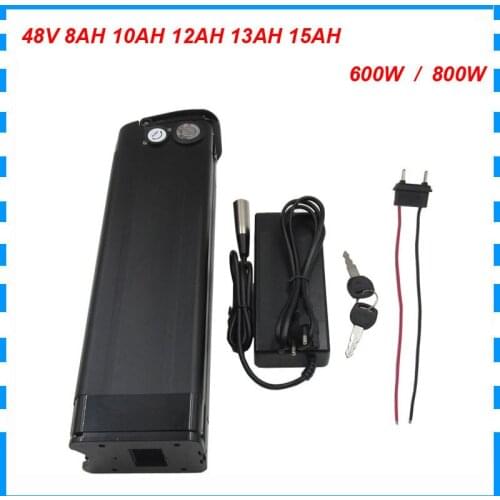 500W 48V 10AH lithium silver fish battery 750W 48 Volt 15AH Ebike Electric bicycle bateria Pack with USB Port 54.6V 2A Charger