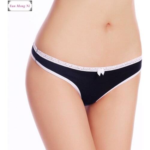 Free shipping 5pcs/lot Ms. cotton solid color sexy thong panties sexy T pants Womens cotton panties Girl Briefs 87277