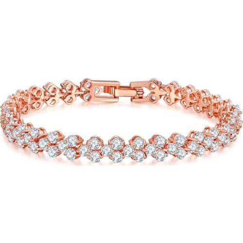 Ociki Rose Gold Color Silver Color Crystal Cubic Zirconia Bracelet Bangle for Girls Women Gift Drop Shipping Fashion Jewelry