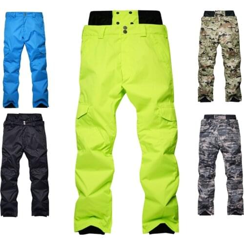 Hot high quality Mens winter snowboard pants outdoor windproof waterproof warm color thick high waist ski pants