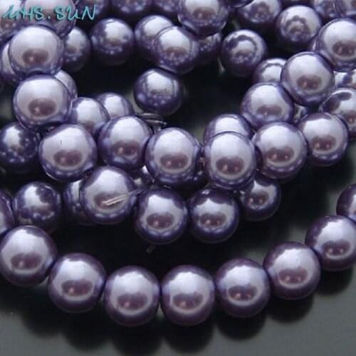 MHS.SUN Lt Purple Glass Imitation Pearl Beads 3MM-16MM Round Loose Spacer Pearls Beads Handmade Jewelry Making Accessories