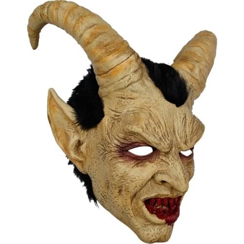 Demon Devil Lucifer Horn Latex Masks Halloween Scary Mask Movie Cosplay Costume Decoration Adults Festival Party Horrible Props