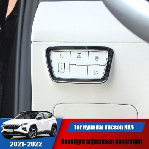 For Hyundai Tucson NX4 2021 2022 car headlight control adjustment decorative frame stainless steel sequins
