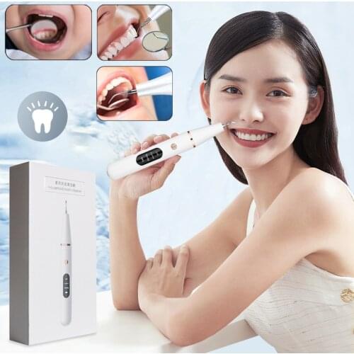 Electric Teeth Tartar Remover Dental Plaque Stains Cleaner Tooth Calculus Whitening USB Rechargeable device with LED Oral Mirror