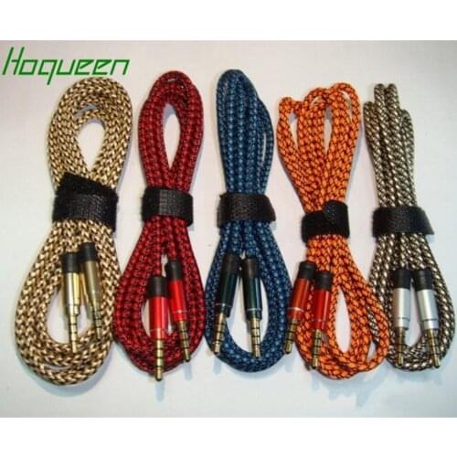 Hoqueen 1000pcs* 3.5mm Jack Aux Cable Braided Audio Extension Cord For iPhone 6 6s 5s Samsung mp3 speaker