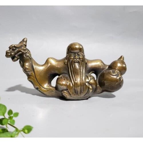 China brass longevity Buddha penholder crafts statue