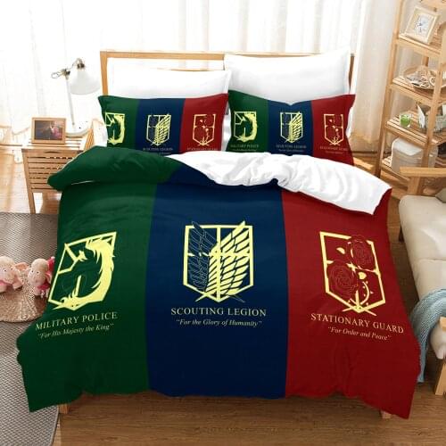 3D Printed Bedding Set Anime Attack On Titan Duvet Covers Pattern Comforter Bedding Set Bedclothes Bed Linen For Boys Adult