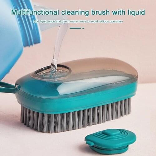 Kitchen Cleaning Tools 2 In 1 Home Cleaning Brush With Removable Brush Sponge Dispenser Dishwashing Brush Shoes Cleaning Brush