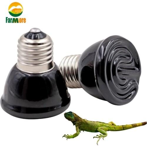 1Pc Heating Lamp Mini Infrared Ceramic Emitter Heat Light Bulb For Pet Reptile Tortoise Temperature Controller 25/50/75/100W