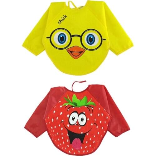 Newborn Essentials Baby Strawberry And Chick Patterned Sleeve Baby Bib 6-24 Months Use Free Shipping Turkey