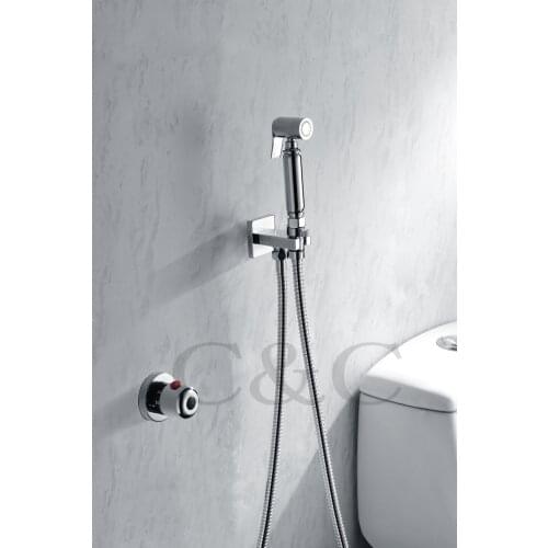 Wall Mounted Handheld Shattaf Bidet Toilet Spray Shower 150 cm Stainless Steel Hose With Thermostatic Faucet Valve A2007D