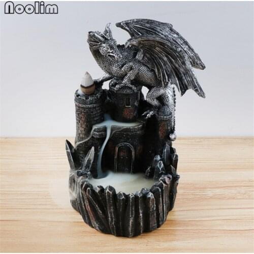 NOOLIM Resin Dragon Incense Burner for Smoke Backflow Like Water Streaming Down Art Craft Incense Cone Furnace Home Decor