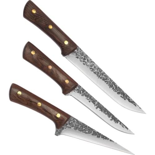 Stainless Steel Boning Knife Serbian Full Tang Slicing Cleaver Kitchen Knife Fish Meat Fielting Slicer With Wenge Wood Handle