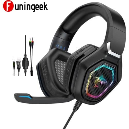 Wired Headset with Noise Canceling Mic &RGB Light Surround Sound Over Ear Gaming Headphone For PS4, Switch,Xbox ,Laptop,PC,Phone