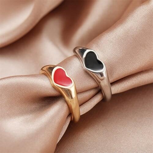 Romantic Simple Love Heart Rings For Women Lady Fashion Female Resizable Smooth Open Ring Gifts Jewelry