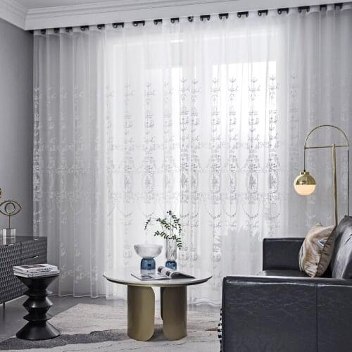 Modern Curtain White Window Screen Embroidery Living Room Window Bedroom European Style Embroidery Finished