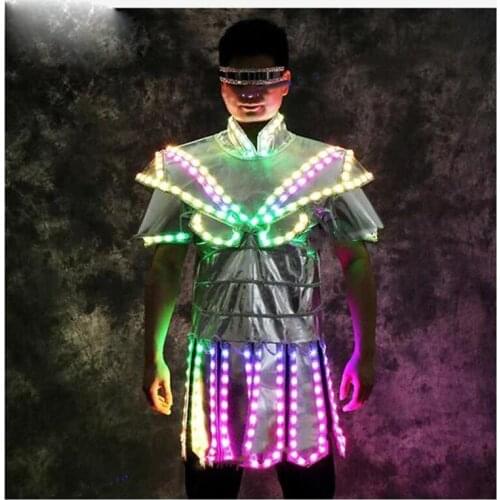 Party Bar men light up dress Illuminate Nightclub men costume color change fashion dance show led dress costumes