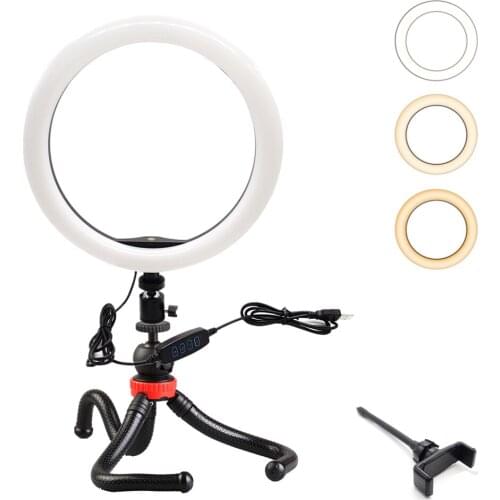 LXH 6&10 inch LED Ring Light Phone Video Light With Tripods&Phone clip Dimmable Camera Fill Light for iPhone Huawei Xiaomi