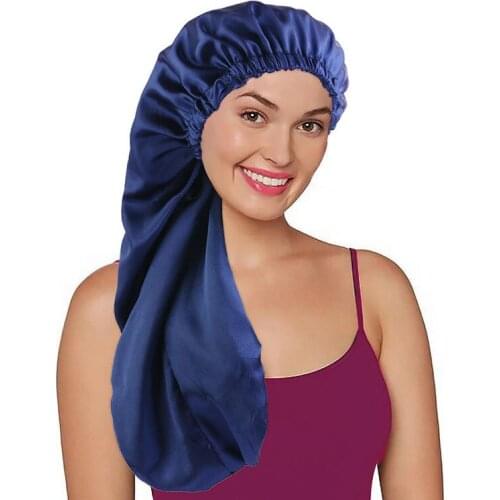 Women Elastic Double Layer Adjustable Long Hair Stain Sleep Hat Muslim India Headwear Printed Flower Layer Bonnet Night Cap