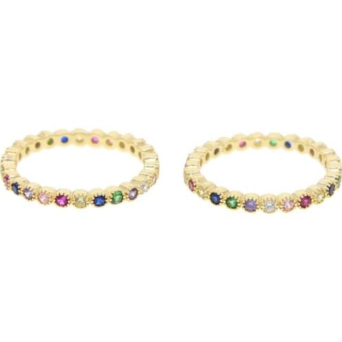 Engagment band ring cz eternity band round bezel cz multi color stone elegance lovey stack stacking women 925 silver jewelry