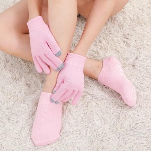Moisturizing Gel Socks Gloves Mask Set Rose Spa Gel Sock Hand Mask Foot Cracked Skin Whitening Skin Care Moisturizing Treatment