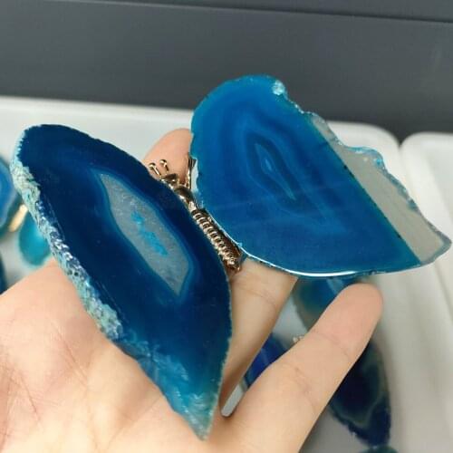 1pcs 7-8CM Natural Agate Slice stones butterfly crystal quartz animal for home decoration