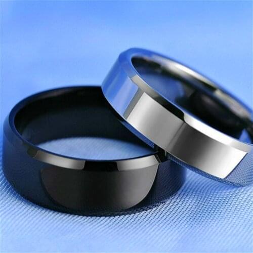 1pcs Double Fashion Bevel Edge Steel Titanium Finger Rings Party Favors for Men and Women Rings Party Decoration Gifts Supplies