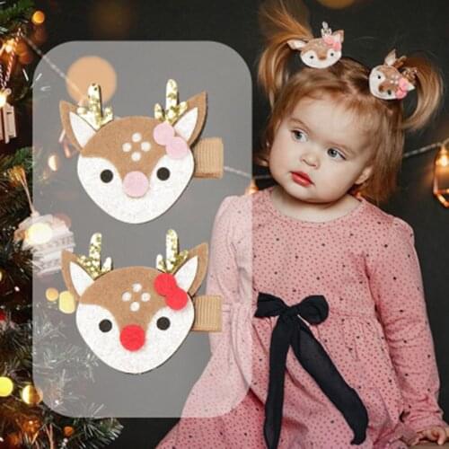 1PC New Christmas Deer Girls Hair Clips Kids Hairpins Classic Cartoon Hair Barrettes Children Hair Accessories Princess Headwear