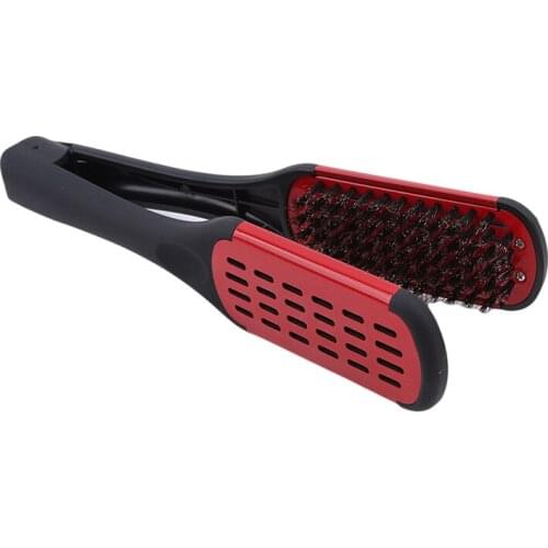 1PC High Quality V-shaped Comb Hair Straightener Ceramic Straight Hair Double Brush Clip Painless Styling Tools