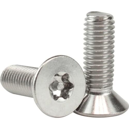 50pcs M2.5 304 stainless steel Torx countersunk anti-theft screw T&TX flat anti-tamper with core with column bolt 4mm-12mm long