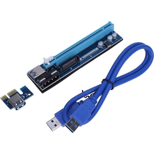 6 Pin Power Supply PCI-E Graphics Card Riser 1X to 16X Extension Cable PCI-Express Adapter Module Board for GPU Mining
