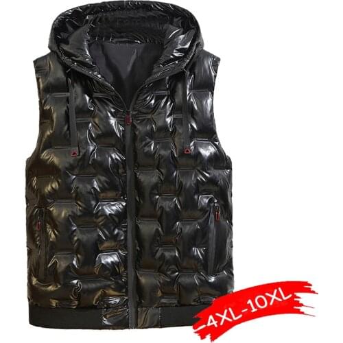 8XL 9XL 10XL Big Size Autumn Winter Sleeveless Hooded Jackets Fashion Vest Coats Man Women Thicken Warm Glossy Vests Waistcoats