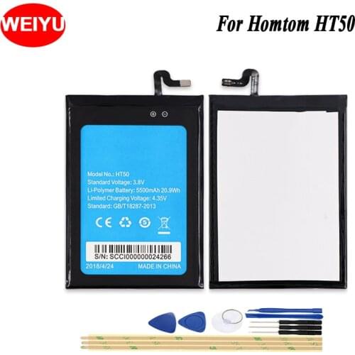 WEIYU 5500mAh Hight Capacity For Homtom HT50 Phone Battery 3.8V Top Quality For Homtom HT50 Replacement Batteries With Tools
