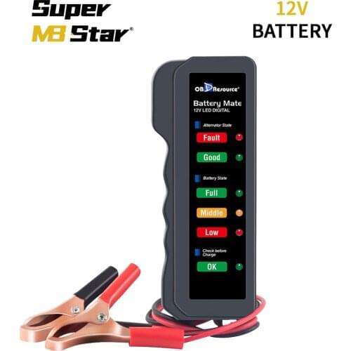 Car Battery Tester BM310 Mini 12V Digital Auto Checker Alternator 6 LED Display Motorcycle Diagnostic Tool Automotive Scanner