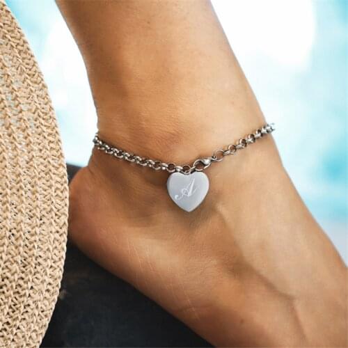Charm Stainless Steel Chain Letter In Heart Anklets For Women Ankle Bracelet On The Leg Star Anklet Female Foot Jewelry