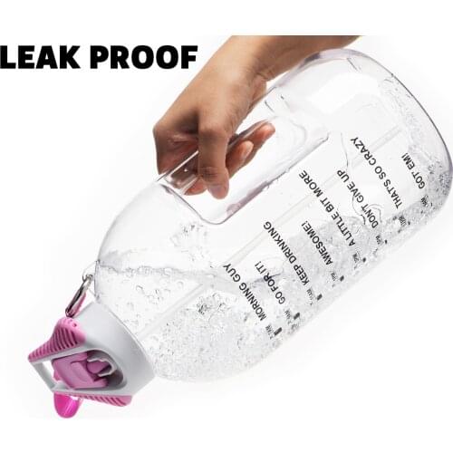 Water Bottle Leakproof Bottle with Time Marker & Straw for Sports 1 gallon capacity Anti-leakage Design Comfortable Portable