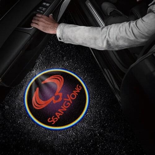 2Pcs Car Decoration Led Door Welcome Light Wireless Laser Ghost Shadow Lamp For Ssangyong Actyon Turismo Rexton Kyron Korando